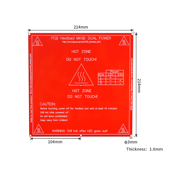 MK2B Heatbed Bed PCB